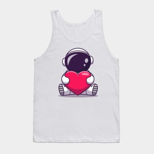 Cute Astronaut Holding Heart Love Tank Top